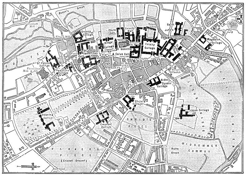 英国剑桥古董地图- 19世纪